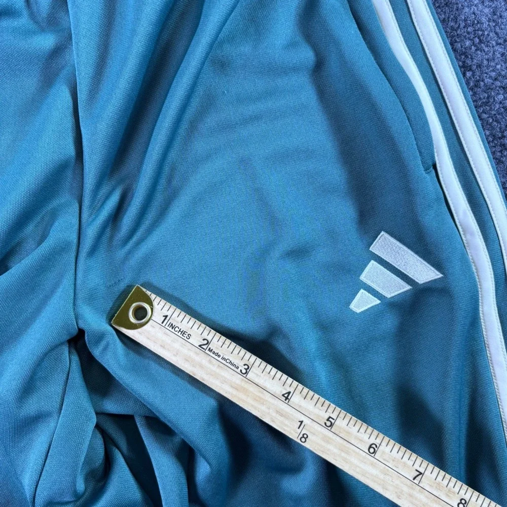 Adidas Tiro ES Pants Mens S Teal White Tapered Soccer Training New Tiny Flaw
